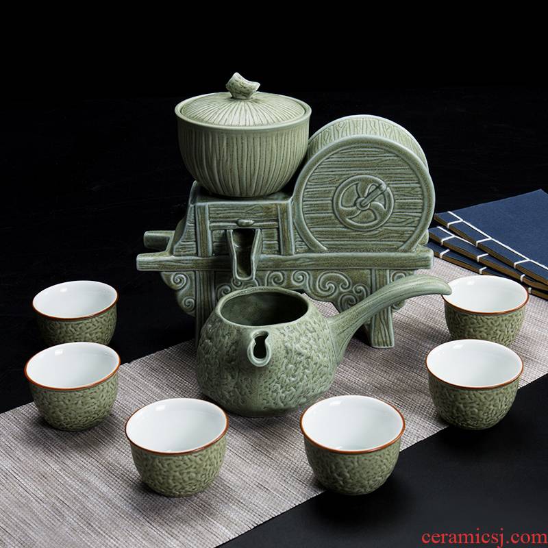 Semi automatic kung fu tea set suit small set of creative home office teapot teacup ceramic lazy people make tea