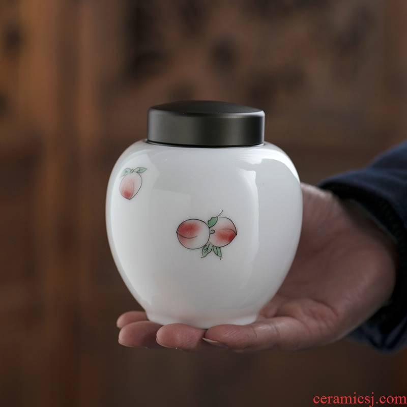 Thousand red up hand - made ceramic seal tea jar jar trumpet moisture storage POTS awake Chinese style household tea warehouse