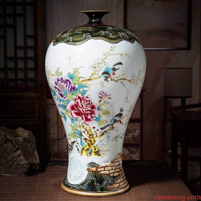 Hand pastel up with jingdezhen ceramic vases, the study of modern Chinese style of the sitting room porch decoration handicraft furnishing articles