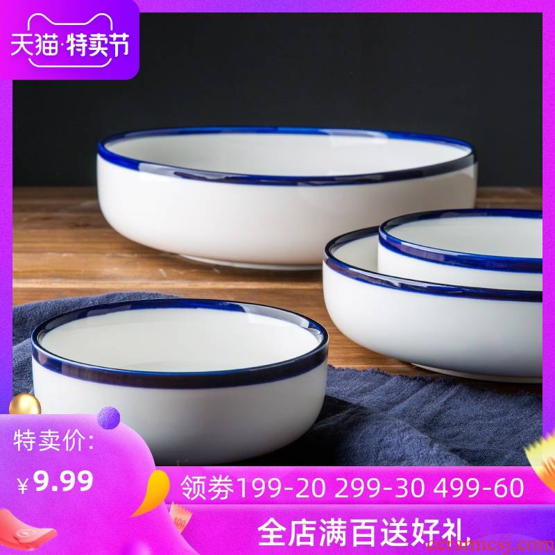 Lototo Japanese ceramic bowl with soup bowl creative rainbow such as bowl big bowls of salad bowl round bowl of unbleached tableware