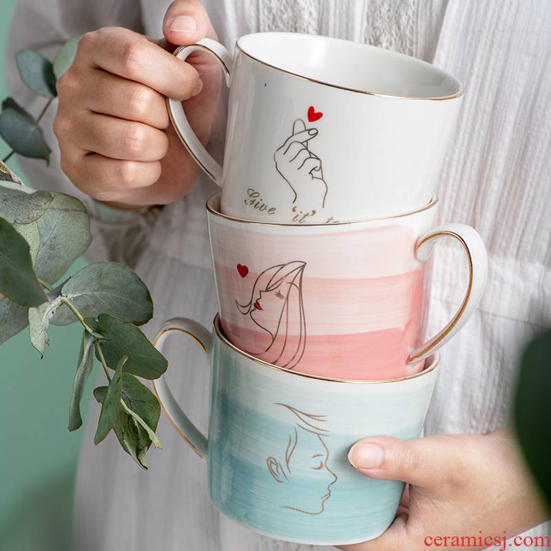 Contracted the Nordic trill web celebrity glass ceramic keller cup constellation lovers with color paint glass cup hand