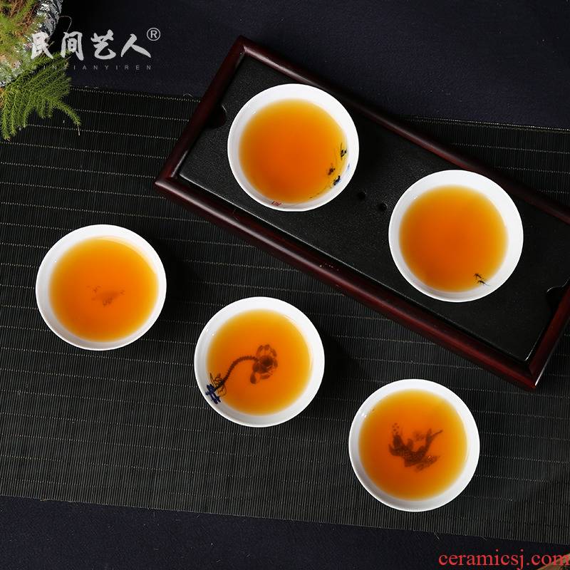 Jingdezhen ceramic large hat to glass hand - made master kung fu tea cup sample tea cup cup personal cup