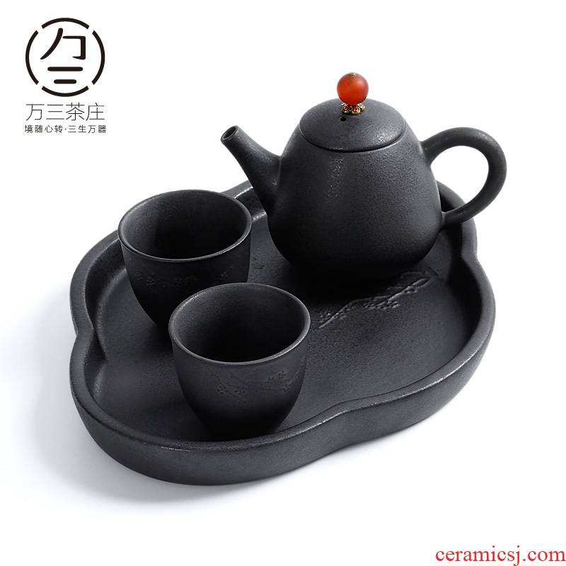 Three thousand Japanese kung fu tea set tea village home office cup teapot set of coarse pottery simple dry mercifully
