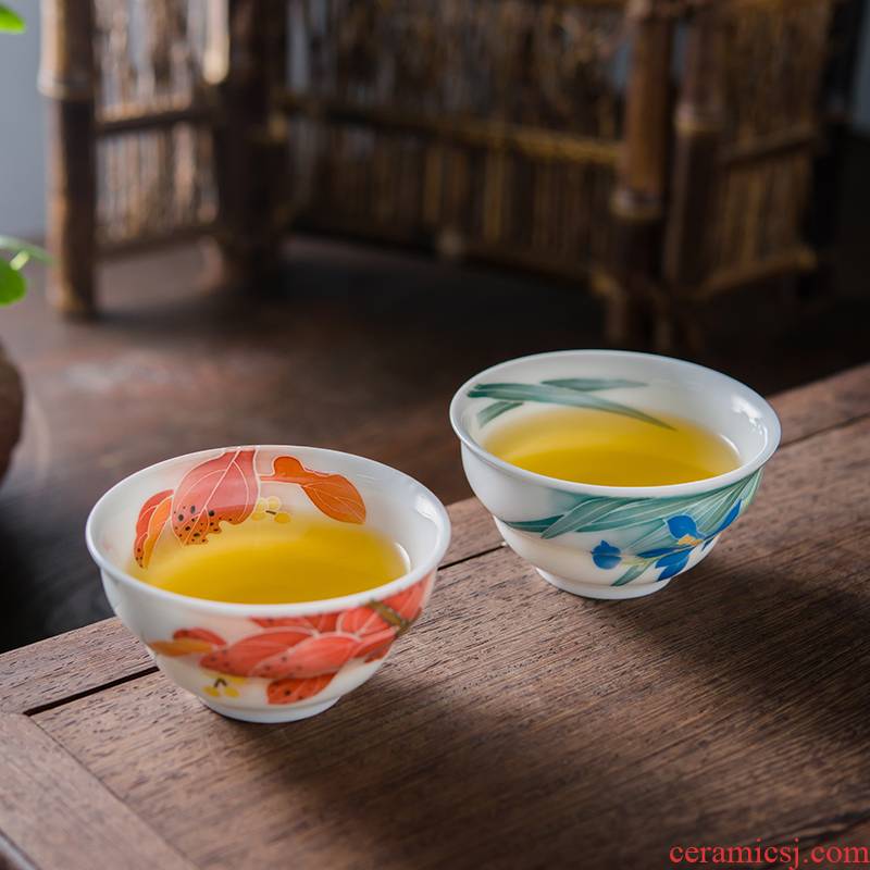 Hand - made ceramic cups under the glaze color kung fu tea set sample tea cup them thin body small tea master cup personal single CPU