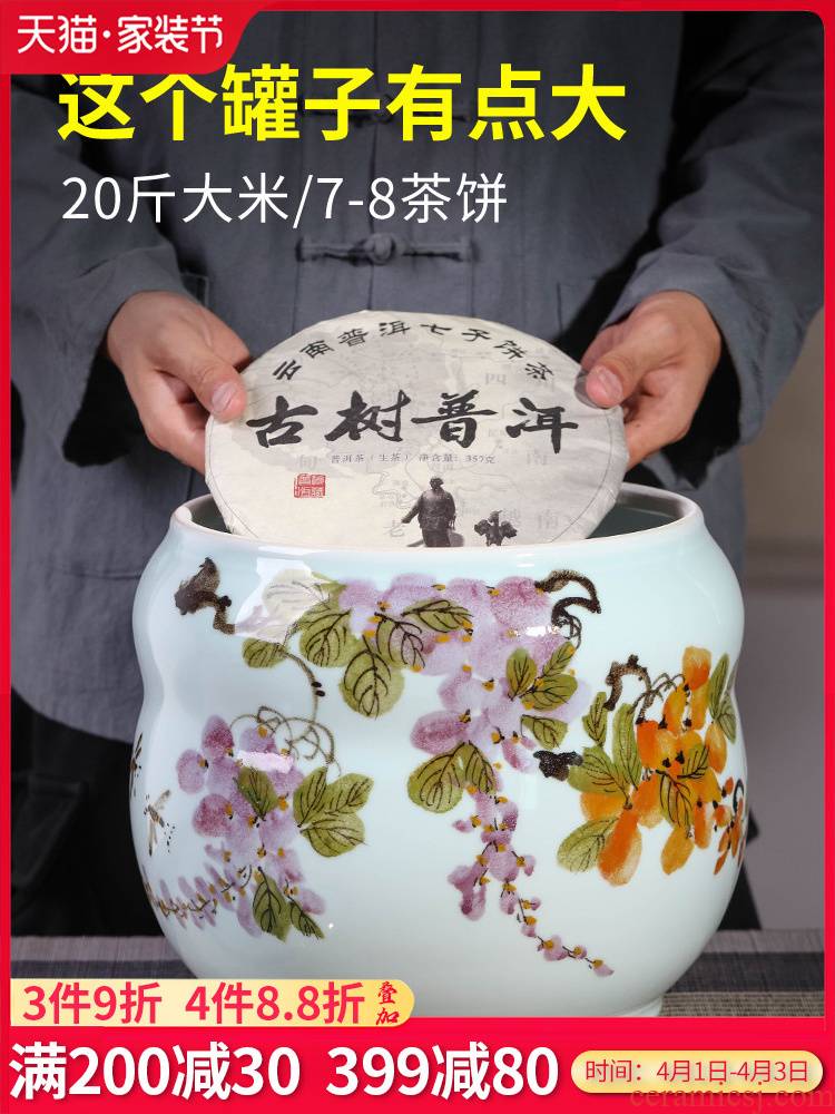 Jingdezhen porcelain ceramic seal pot large household pu - erh tea and tea caddy fixings storage tanks with cover savings pot