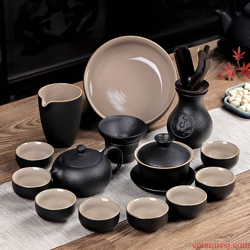 Friends is a complete set of ceramic kung fu tea set home tea teapot tea six gentleman tea wash cup of the black sea
