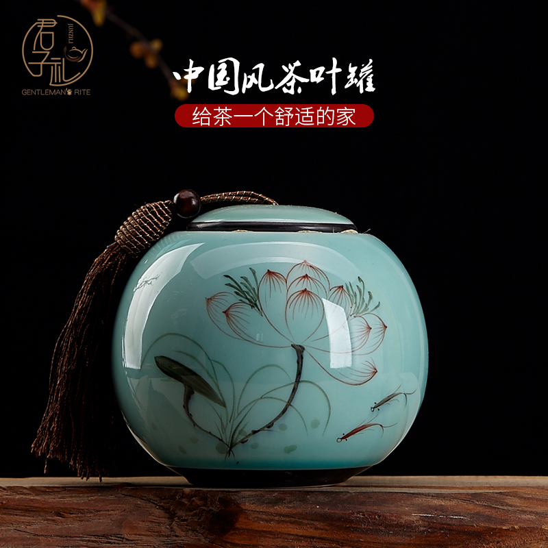Jingdezhen hand - made ceramics tea, green tea caddy fixings seal pot wake tea POTS with small Chinese wind