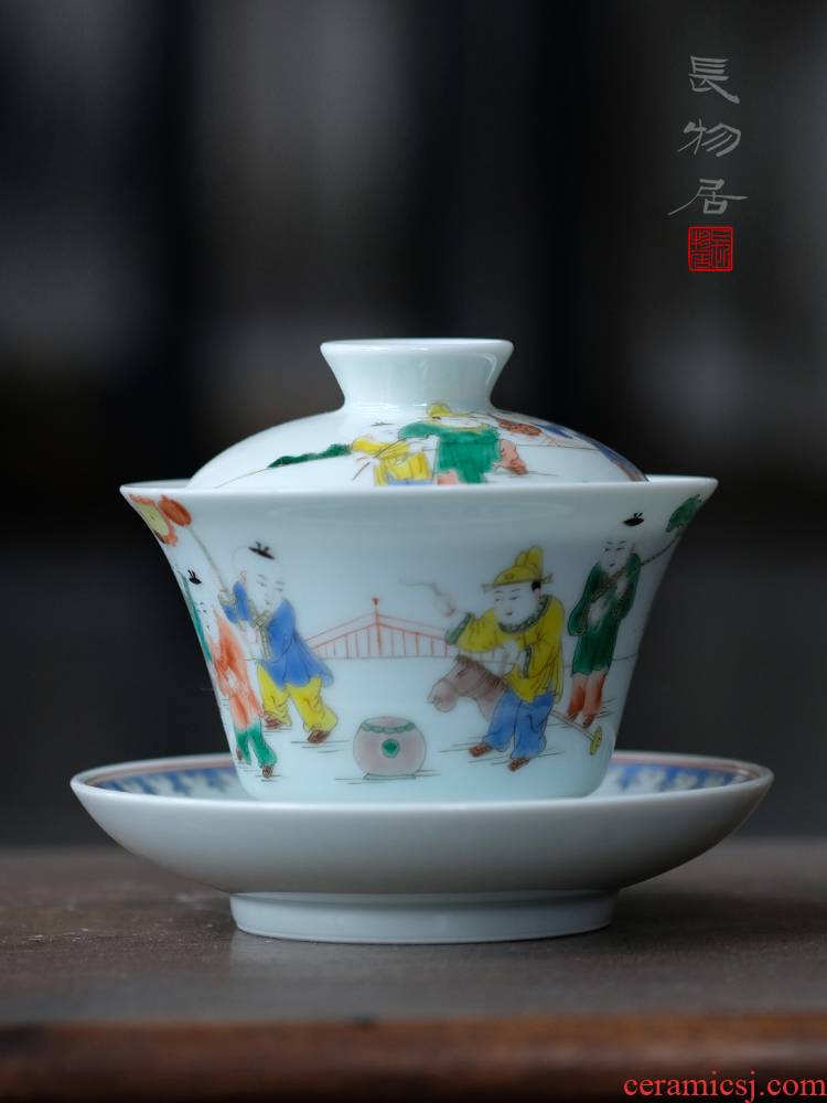 Offered home - cooked at flavour colorful baby play only three tureen jingdezhen ceramics by hand a single tea bowl kung fu tea set