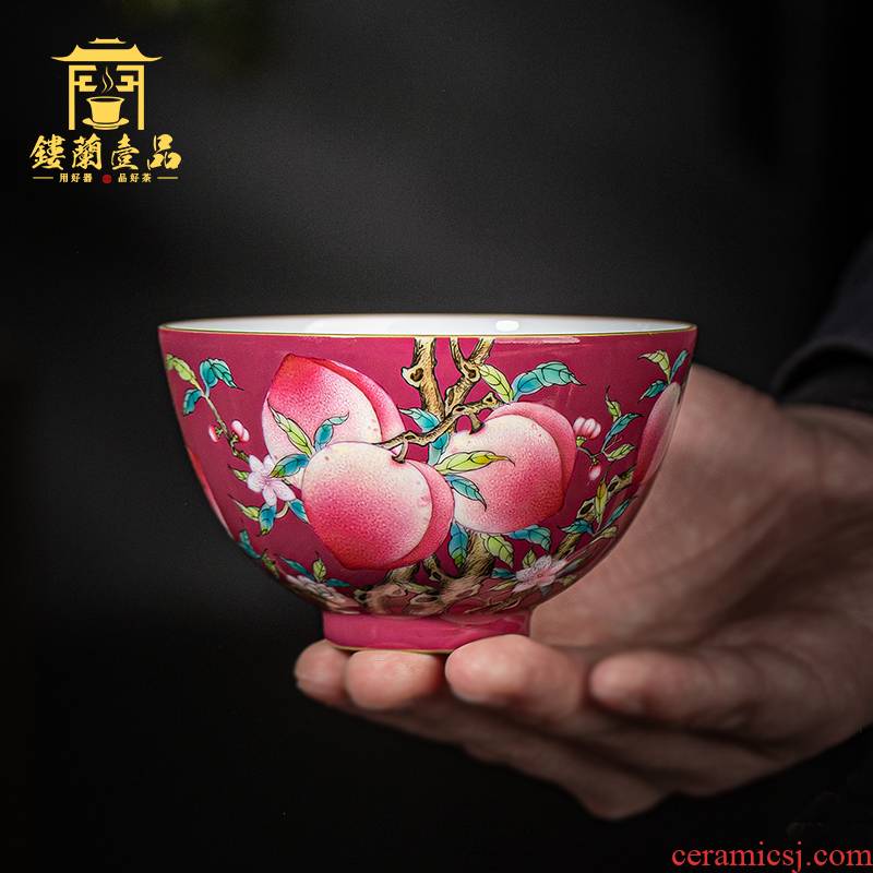 Jingdezhen ceramic all hand - made carmine says peach tea masters cup size bowl of kung fu tea set personal single CPU