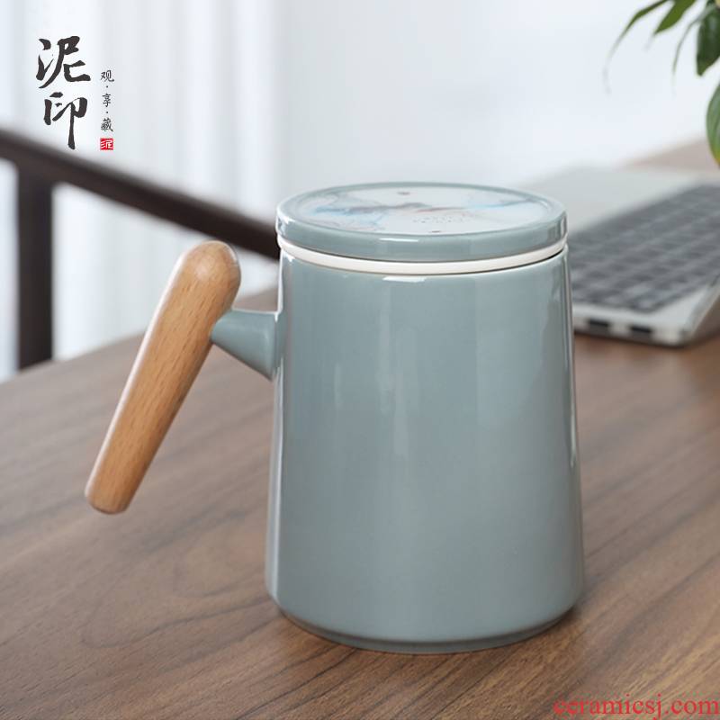 Mud seal mark cup high - capacity ceramic cups with cover filter office of household water cup tea cup custom cups