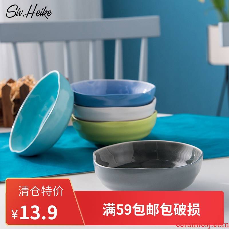 Ice crack color creative European Japanese large ceramic salad rainbow such as bowl dessert soup bowl bowl bowl early tableware