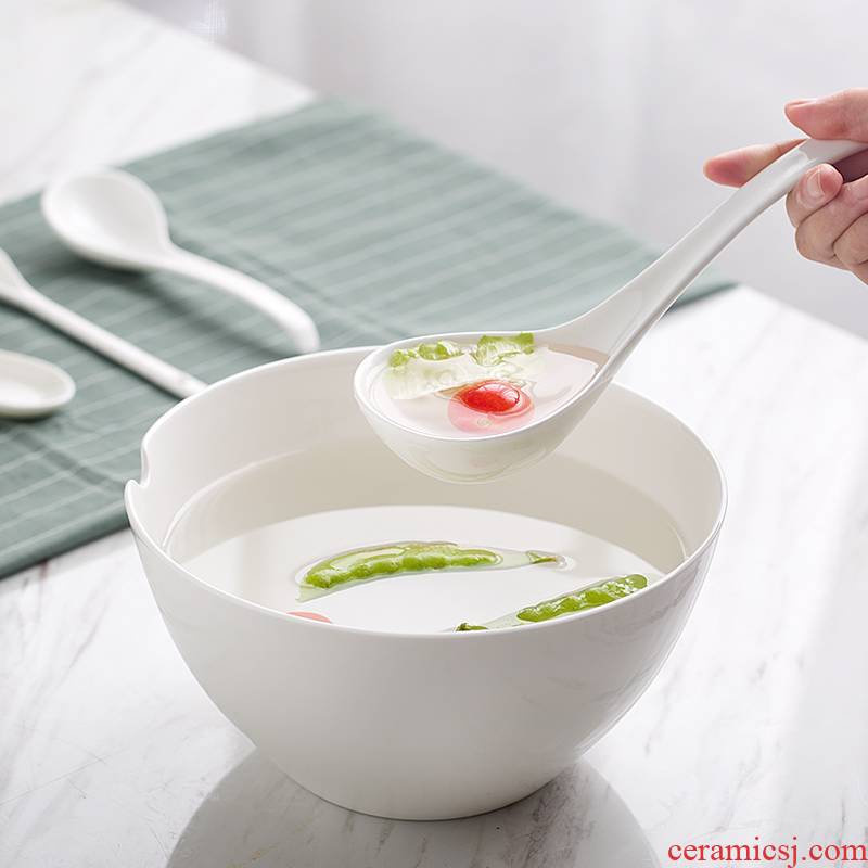Pure white ceramic household contracted ceramic bowl of soup bowl rainbow such use cereal salad bowl move web celebrity ltd. breakfast dishes