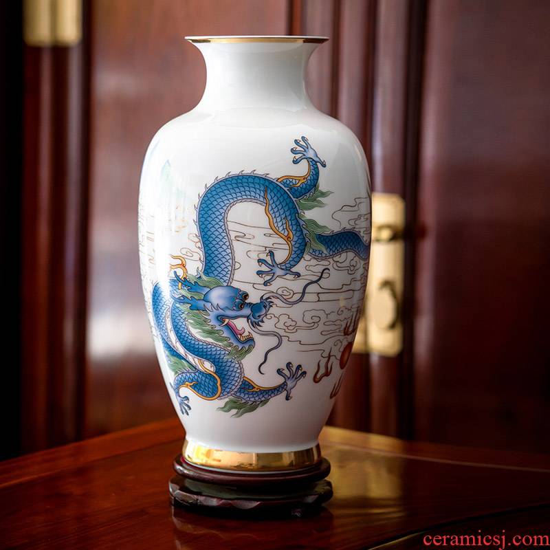 Jingdezhen ceramics vase famous master hand draw pastel in extremely good fortune of the sitting room adornment of new Chinese style furnishing articles