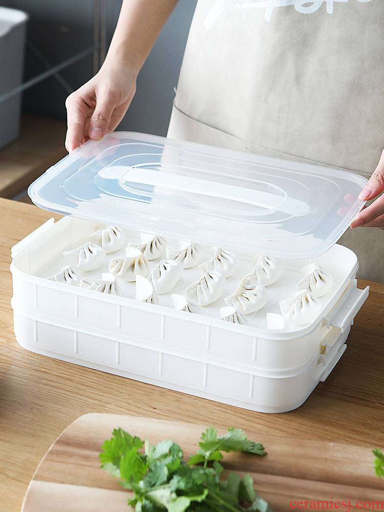 Porcelain color beauty of the quick - frozen dumplings box of household multilayer refrigerator crisper wonton dumplings receive a case of frozen dumpling tray