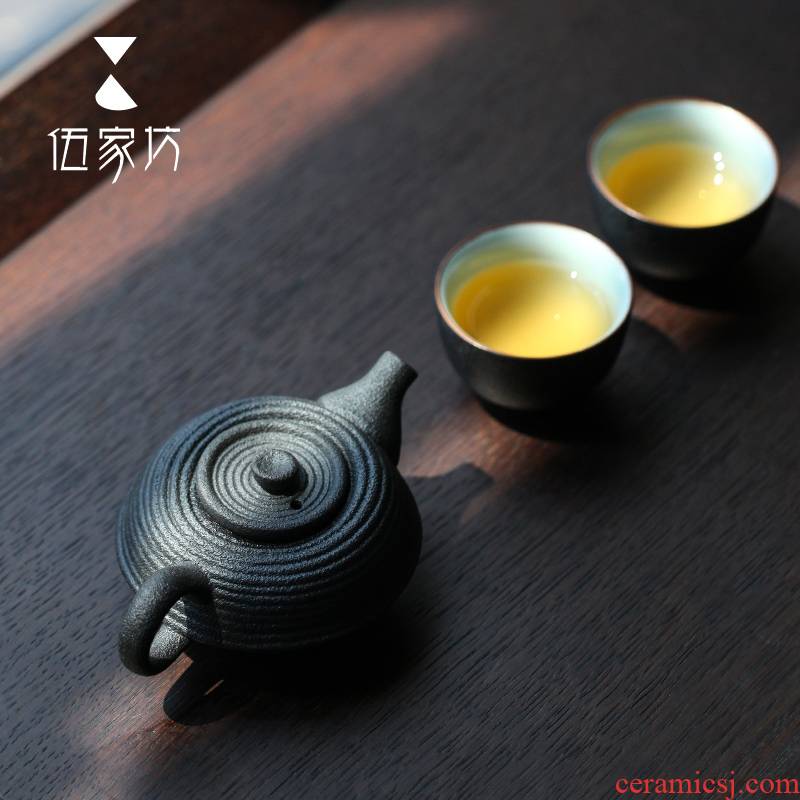 The Wu family fang ceramic teapot creative ceramic filter tea by hand stone grain Japanese kung fu tea set