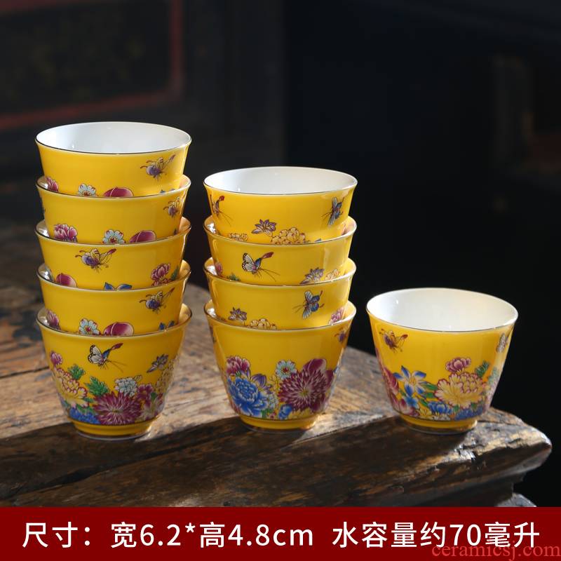 Blue and white porcelain cup 10 ceramic kung fu suit small single CPU personal cup tea cups hat lamp that restore ancient ways tea cup