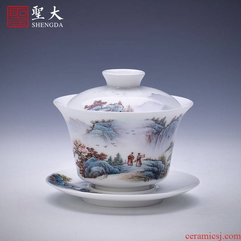 St the view of three just tureen hand - made ceramic famille rose mountain play mercifully bowl is all hand jingdezhen kung fu tea set