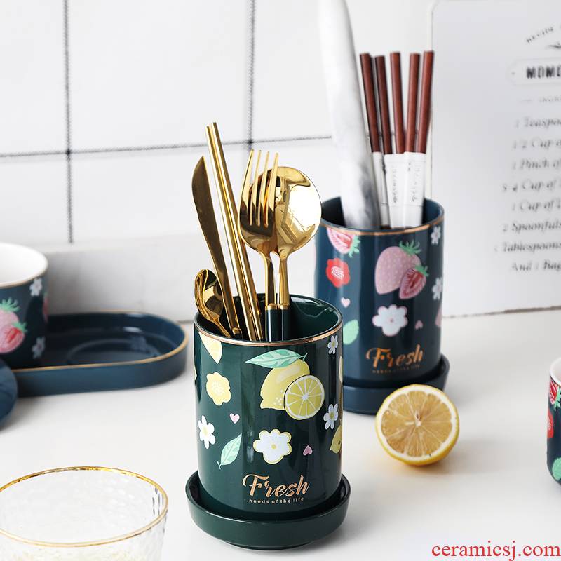 Chopsticks cage tray was creative hand - made ceramic double belt drop kitchen spoon, knife and fork shelf practical using Chopsticks Chopsticks