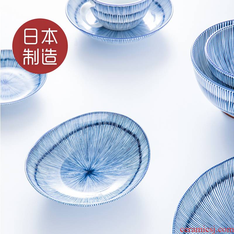 Japan imported Japanese contracted ceramic tableware suit bowl noodles in soup bowl of soup dish dish plates thin ten grass