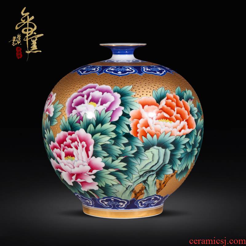 Jingdezhen ceramic hand - made with gold, decorated the open wealth vase modern fashionable sitting room adornment aristocratic wind furnishing articles