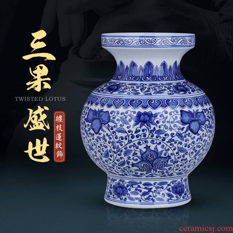 Creative study of antique vase of blue and white porcelain of jingdezhen ceramics furnishing articles rich ancient frame TV ark adornment ornament