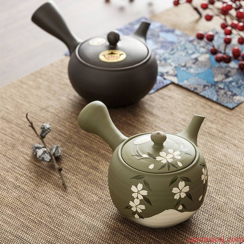 Cherry blossom put tea famous manual it home Japanese imported from Japan side to pull the hand pot pot teapot tea sets