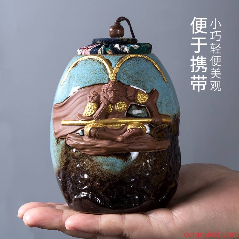 Home to Chinese style tea caddy fixings ceramics box creative move fashion place small portable storage tank sealing