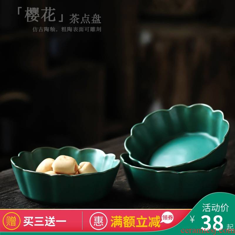 ShangYan Japanese ceramic plate creative snack plate with tea tea set zero plate at dry fruit bowl dessert plate