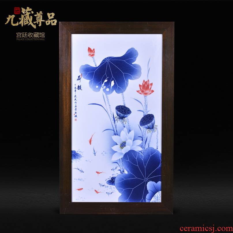 Jingdezhen ceramics Liu Shuwu hand - made lotus rhyme adornment porcelain plate paintings of Chinese style household crafts