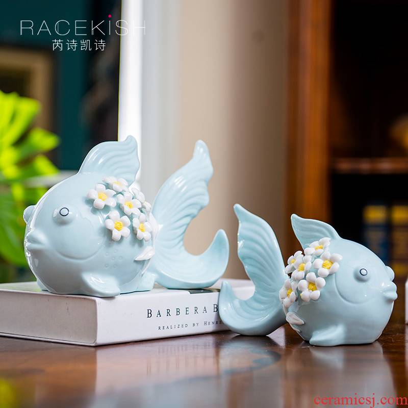 European ceramic furnishing articles to the fish living room table, TV ark, bedroom home decoration rich ancient frame house wedding gift