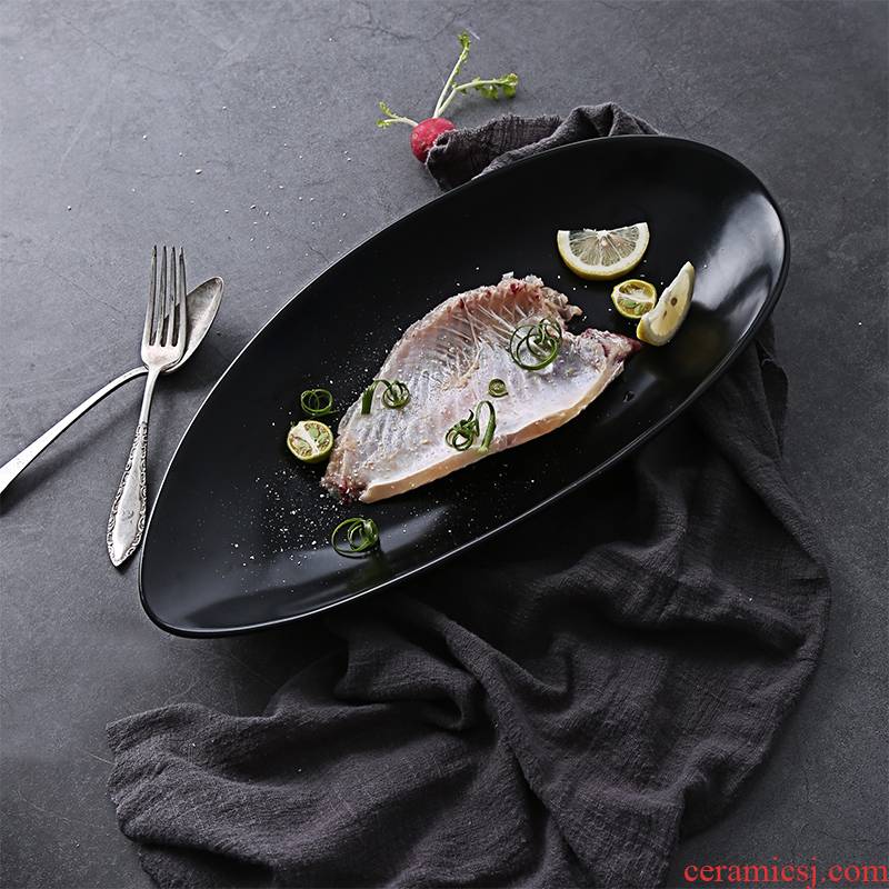 Japanese ceramics large ltd. fish dishes hotel restaurant hotel steamed fish dish creative large deep fish dish fish dish