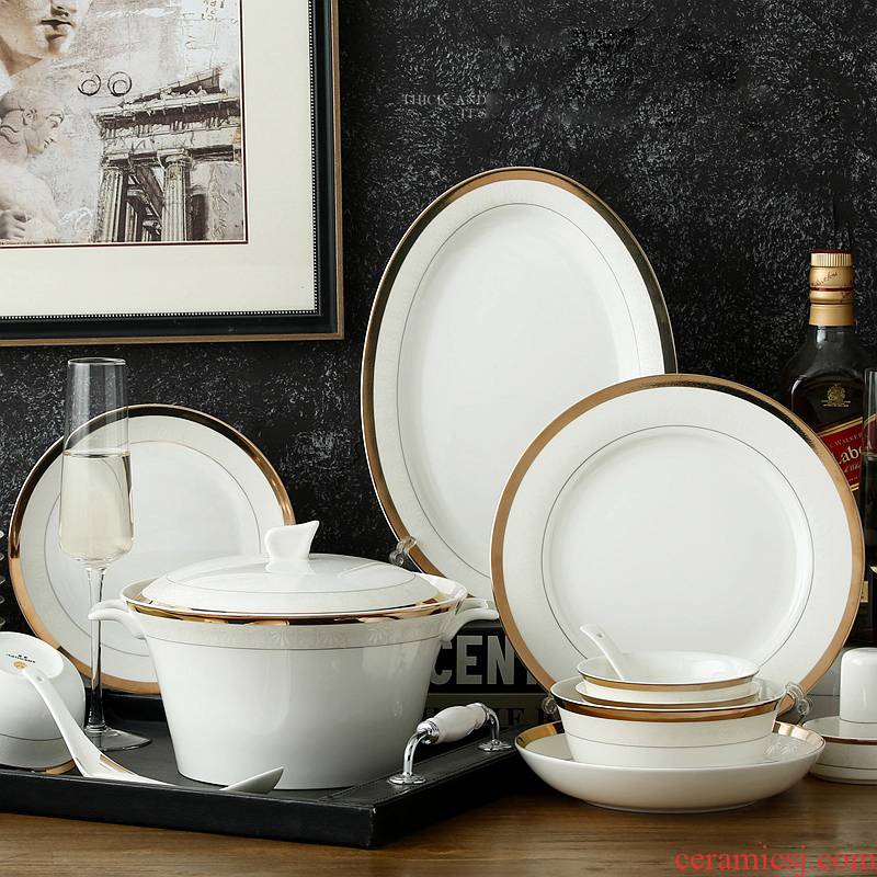Korean dishes suit to use home 10 combination ceramics European up phnom penh 58 skull porcelain tableware bowls plates