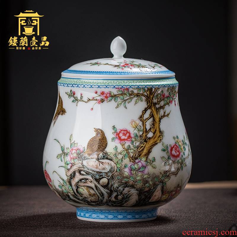 Jingdezhen ceramics all hand powder enamel tea pot large pu - erh tea tea box storehouse