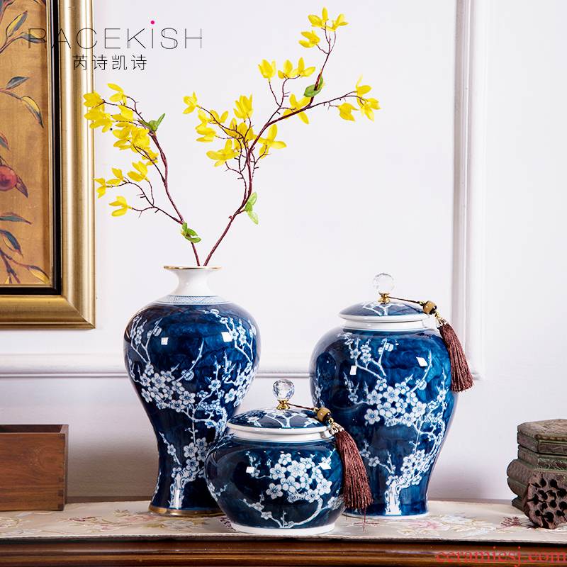 Ceramic hand - made storage tank furnishing articles of new Chinese style example room sitting room porch decoration name plum flower pot general furnishing articles