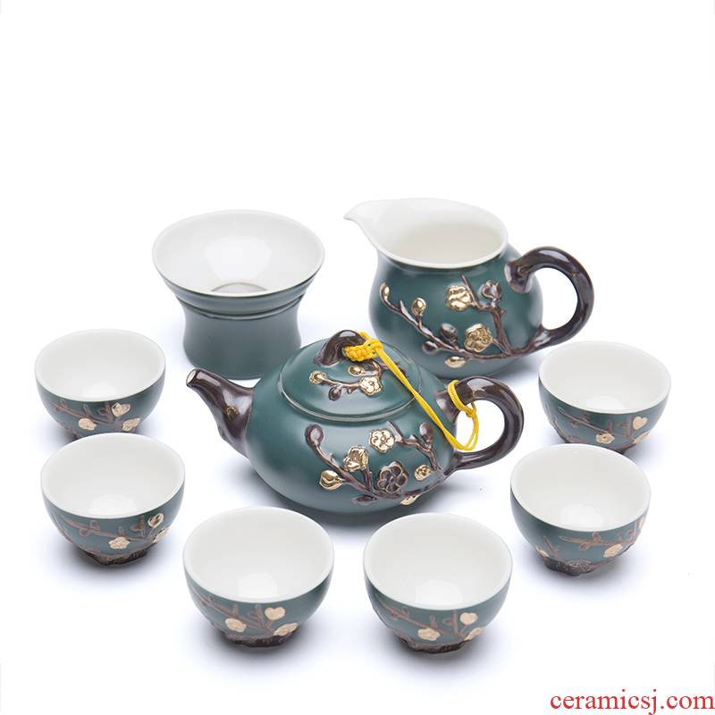 Ronkin creative Japanese tea tea set suit household porcelain kung fu tea cups simple ceramic tea POTS