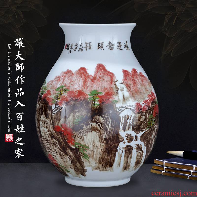 Jingdezhen ceramics hand - made enamel vase large living room TV cabinet decoration of Chinese style household furnishing articles bottle