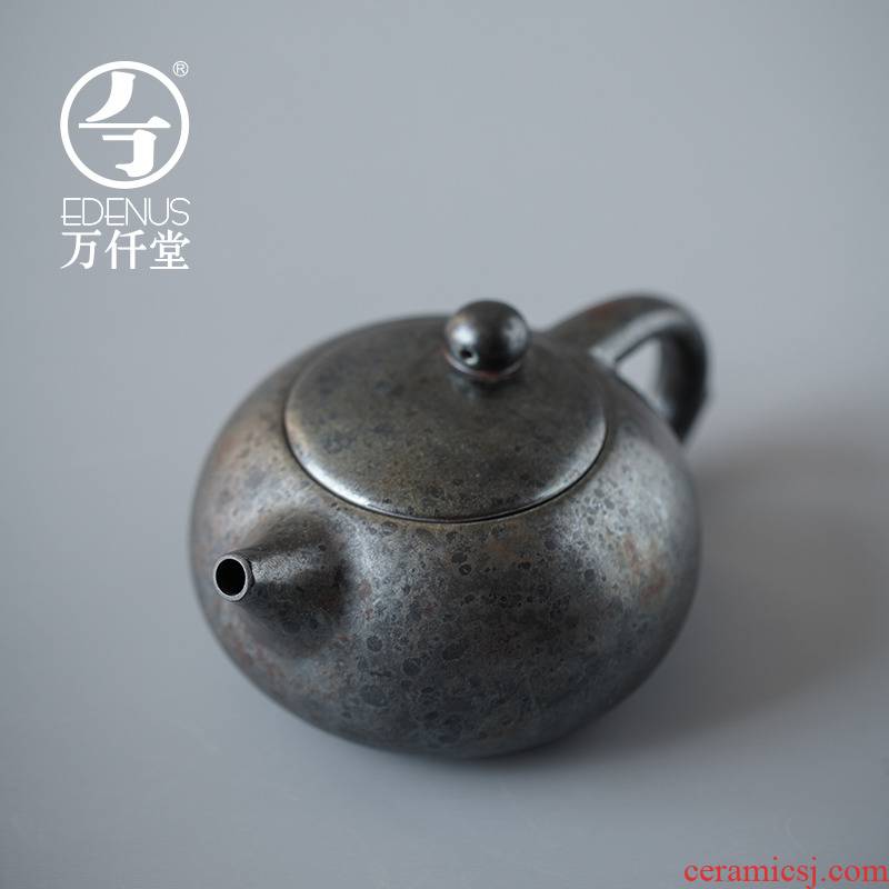 Ceramic teapot over thousand hall kung fu tea set single pot home teapot spherical mesh maitreya pot of red glaze