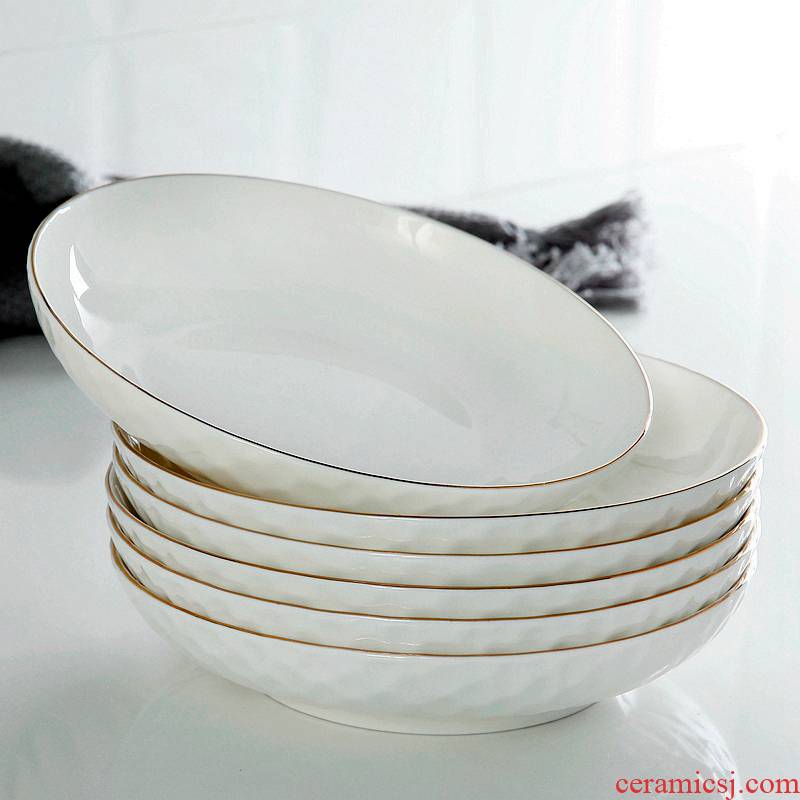 Dish Dish Dish of household ceramic plates 4/6 European contracted white thickening Nordic circular large deep Dish originality