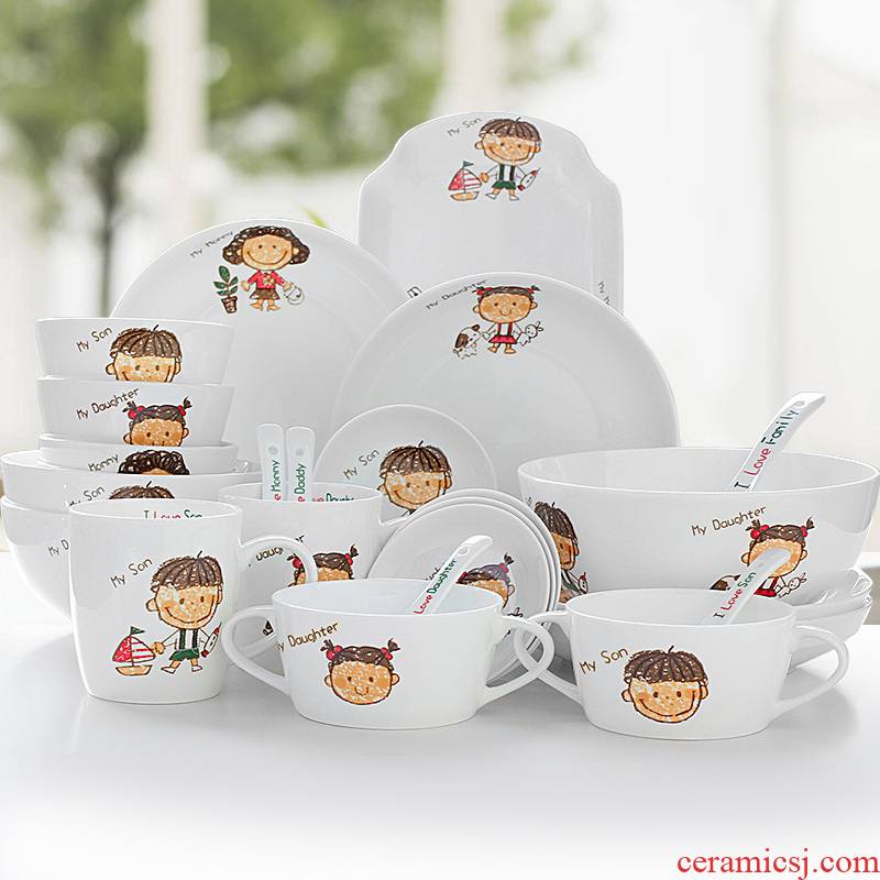 Happiness is a express cartoon composite ceramic ipads China household tableware suit dish bowl