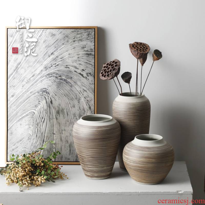 Contracted and I ceramic countertops dry vase decoration restoring ancient ways furnishing articles sitting room put flowerpot grain boundary line thick some ceramic pot