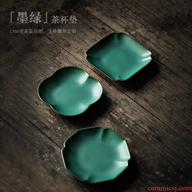 ShangYan kung fu tea set ceramic tea cup mat accessories saucer creative Japanese insulation cup tea table mat