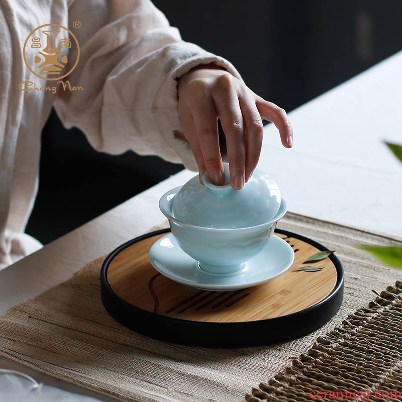 Chang nan kung fu tea tureen to use large only three bowl of jingdezhen ceramic tea cup to bowl