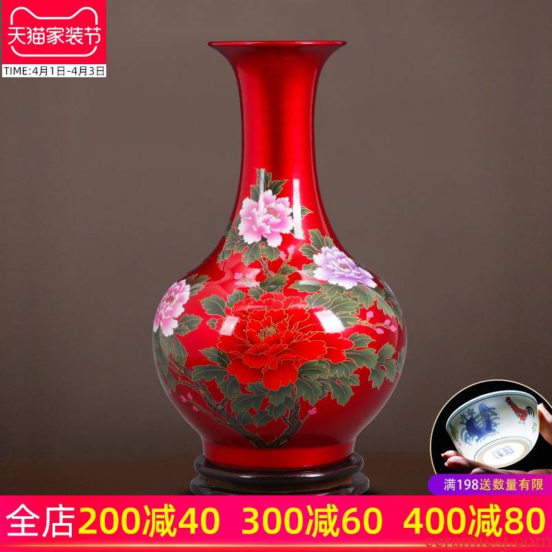 Jingdezhen ceramics glaze crystal vase furnishing articles sitting room flower arranging the modern Chinese style household adornment wedding gift