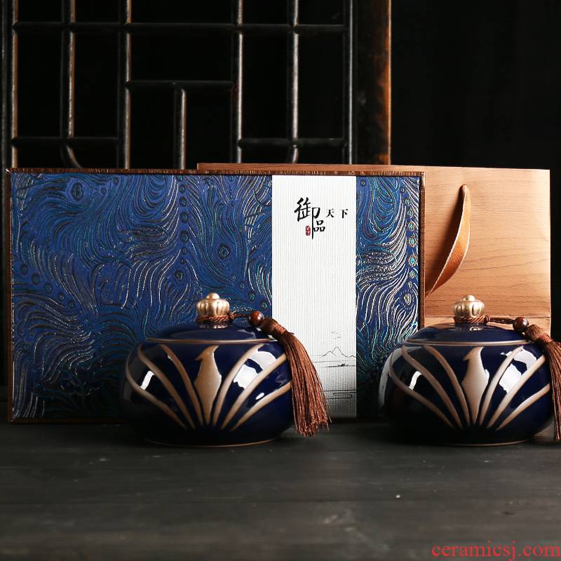 Ceramic tea pot seal pot loose tea storage POTS Chinese store receives black tea, green tea general empty box packing