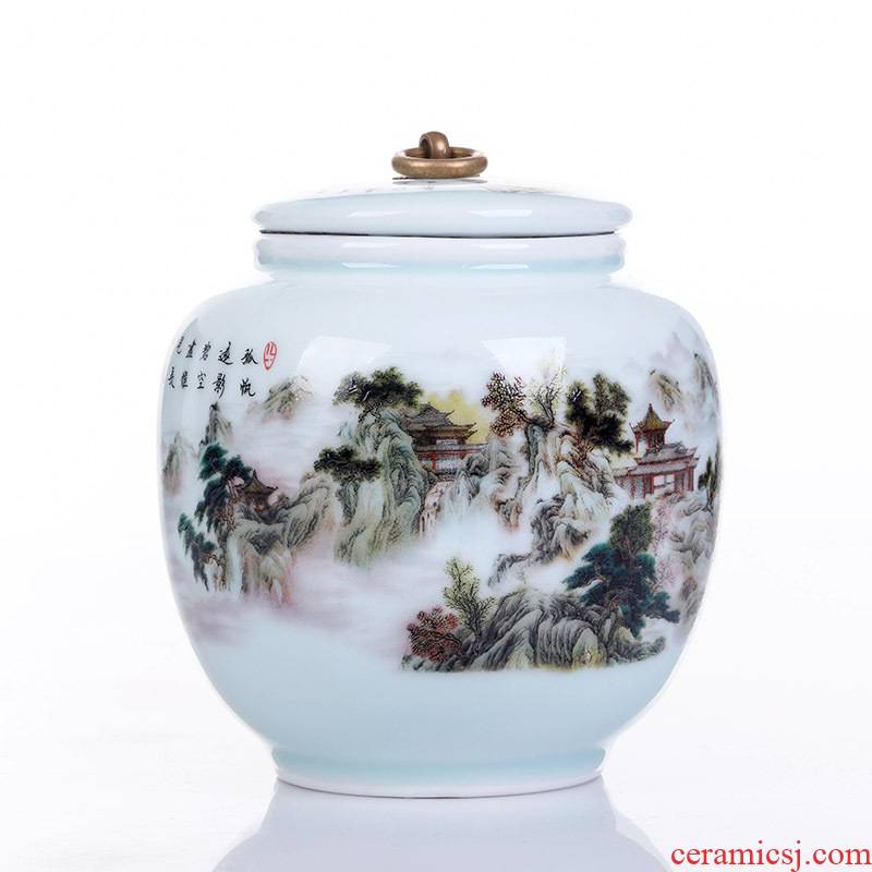 Jingdezhen ceramic caddy fixings large dahongpao storage tanks seal pot pu 'er tea, green tea POTS