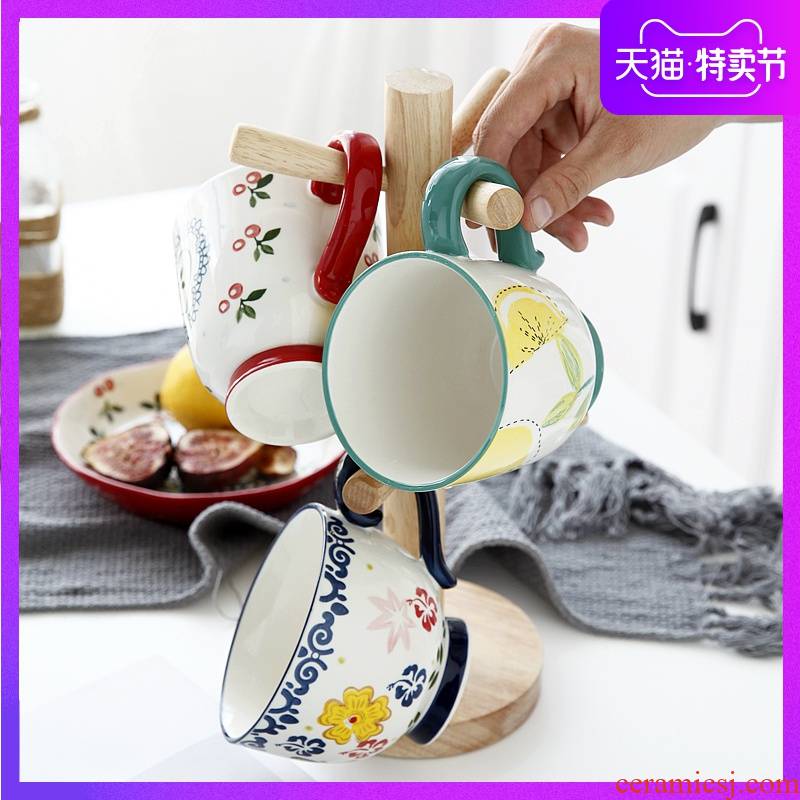 Under the glaze color hand - made ceramic cup creative move trend mark cup American household getting a cup of milk coffee for breakfast
