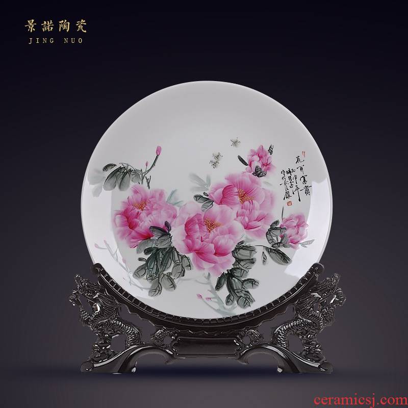 Scene, hang dish jingdezhen ceramics decoration plate of hand - made sat dish handicraft furnishing articles "blooming flowers"