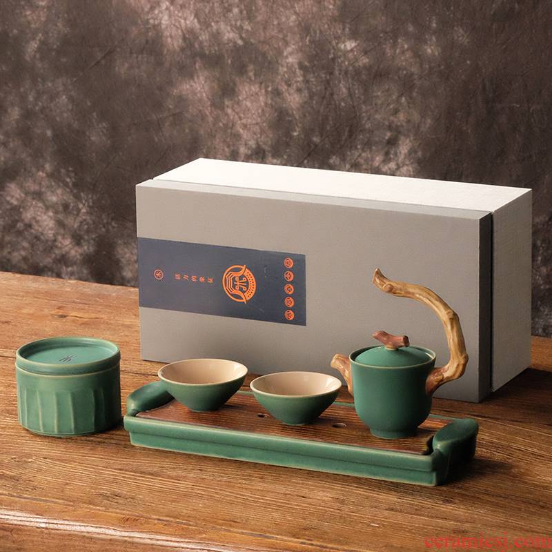Ceramic tea set your up crack cup suit household contracted Japanese kung fu tea gift box custom portable travel