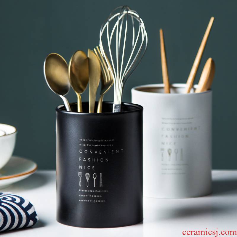 Porcelain color the Nordic idea stainless steel chopsticks chopsticks cylinder tube informs the spoon box chopsticks cage shelf in the kitchen
