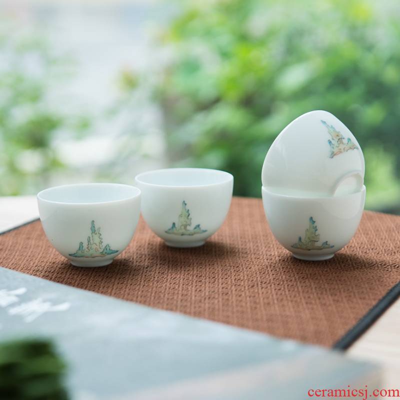 Made in jingdezhen ceramic kung fu tea set pure manual build hand - Made white porcelain sample tea cup master cup tea cups